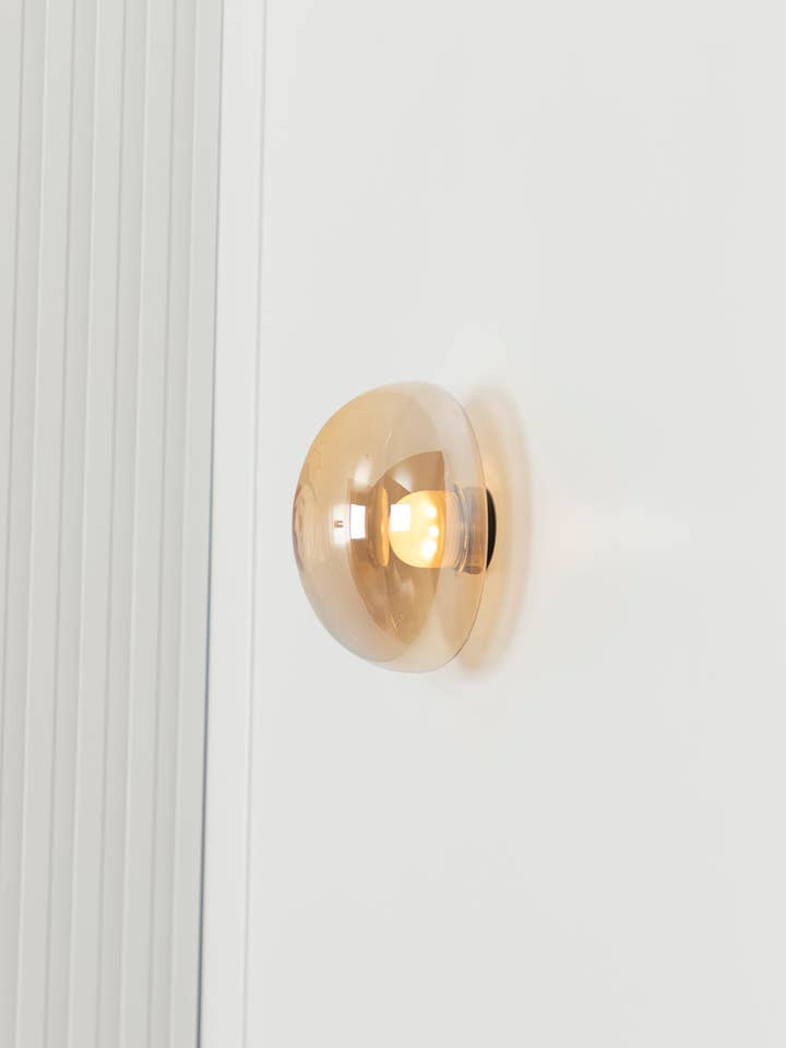 Labranda Single Honey Glass Black Led Wall Sconce 10 Cm | Modern Decorative Lighting For Homes & Hotels for wholesale by HEKA LIGHTING & TRADING LTD