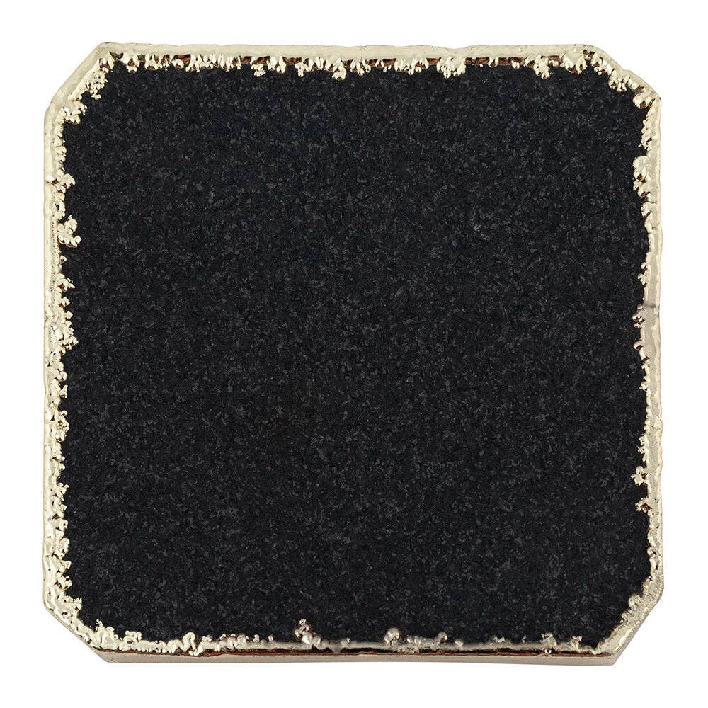 Glass Cloche – wholesale Coasters – Black Onyx Coaster With Gold Edge2