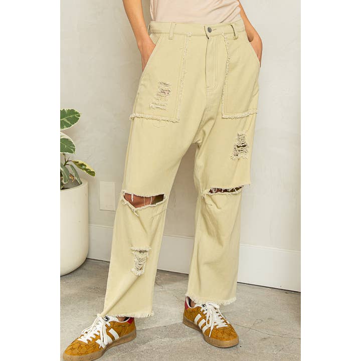 Pol Clothing - Wholesale Pants - Women's - Casual Distressed Hammer Pants SALE