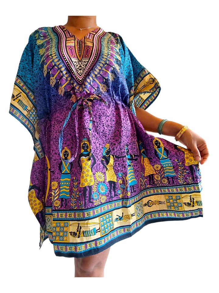India Batik - Vendita all'ingrosso Caftano - Donna - 1127E- Top kaftan/Abito corto/Confezione da 56