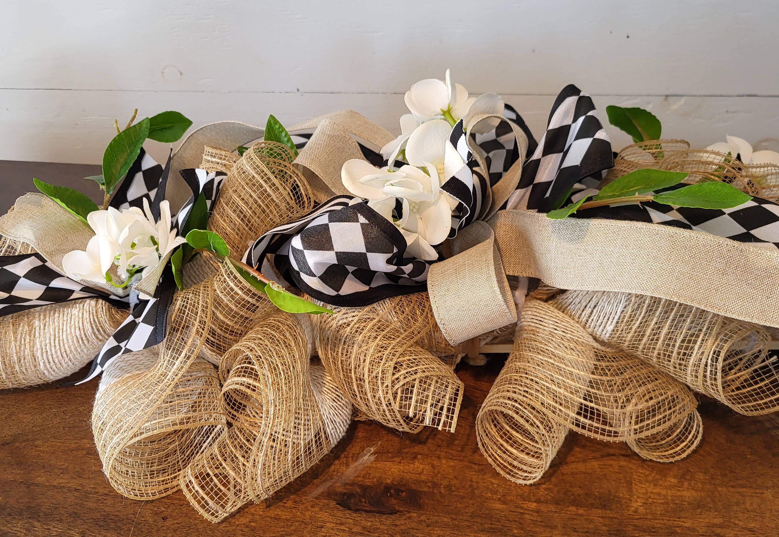 An Array of Wreaths, LLC - Wholesale Decorative Tabletop Object - Everyday Tan, Black and White Centerpiece1
