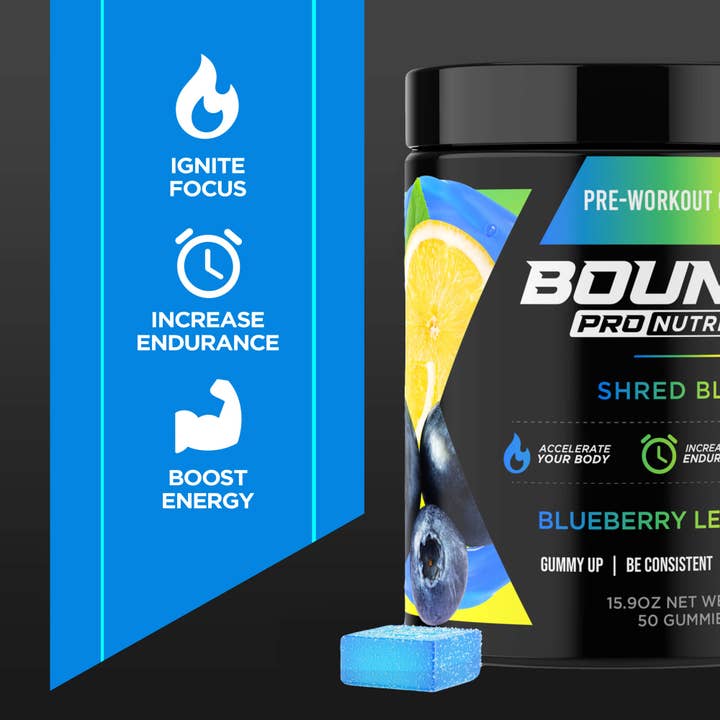 Bounce Nutrition - Wholesale Oral Supplement/Vitamin - Pre-Workout Gummies - Shred Blend V28