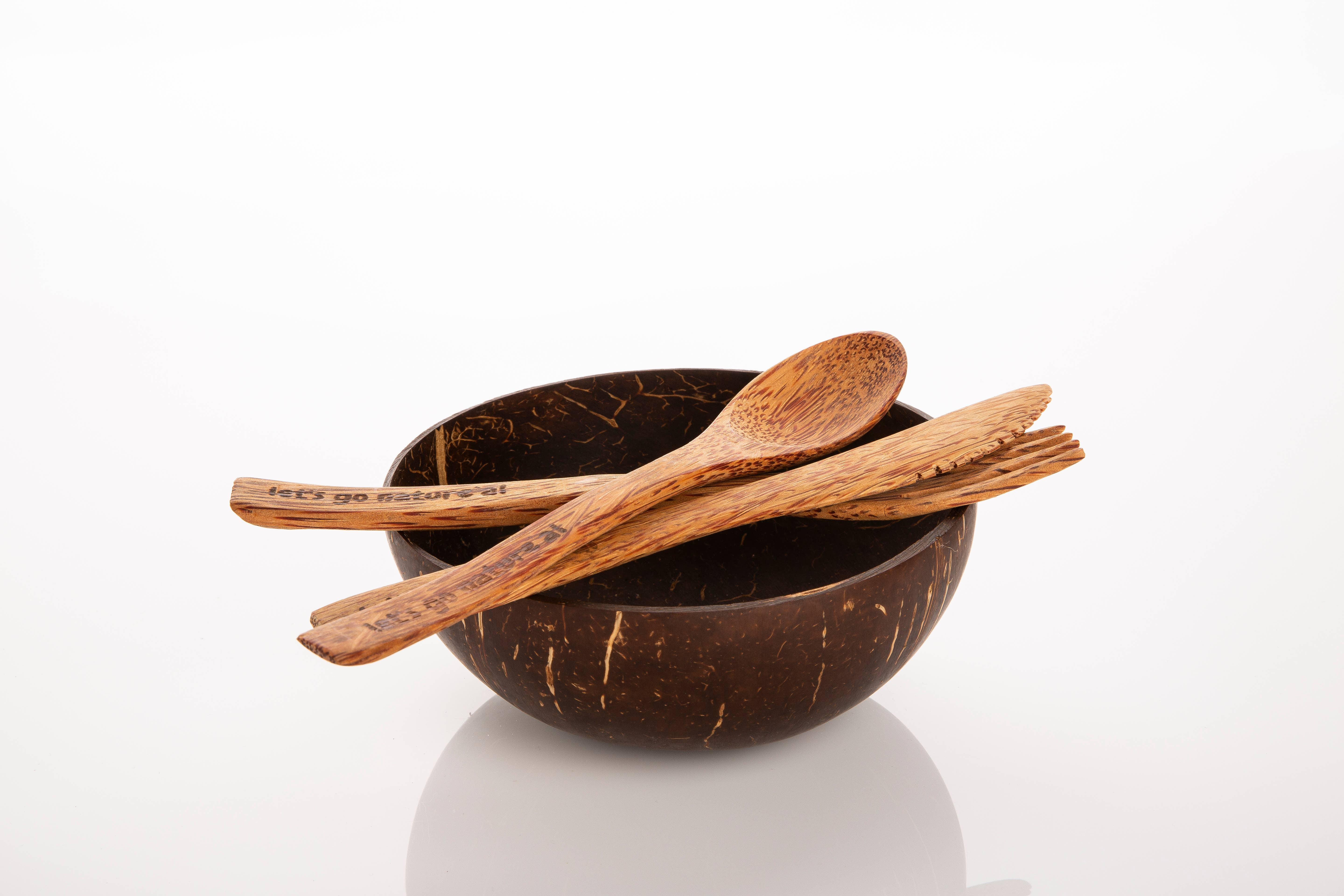 Goodly Gosh - Wholesale Assorted Cutlery Set - Coconut Wood Reusable Cutlery Set | Fork, Spoon, and Knife3