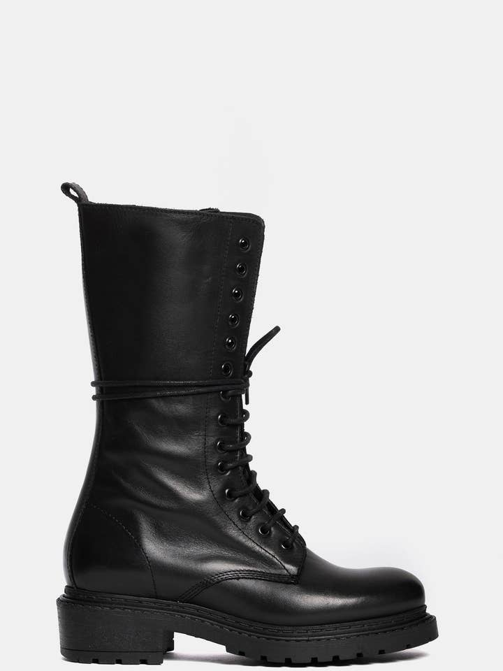 Bottes en cuir de veau noir MA945 pour la vente par METISSE