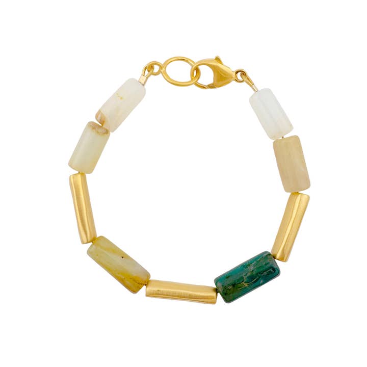 tube beads w. peruvian opals bracelet for wholesale by Philippa Roberts