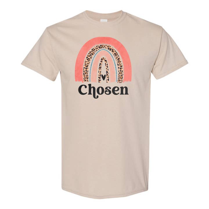 Chosen Rainbow Religion God Faith Cross adult T shirt for wholesale by Rockin R Apparel