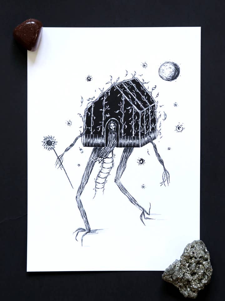 Botanical House Print | Baba Yaga | Witchy | Folk Art for wholesale by ScreamPrintShop