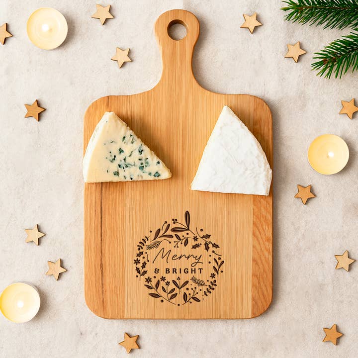 CGB Giftware – wholesale Cheese board – Oak Cheeseboard 'Merry And Bright'