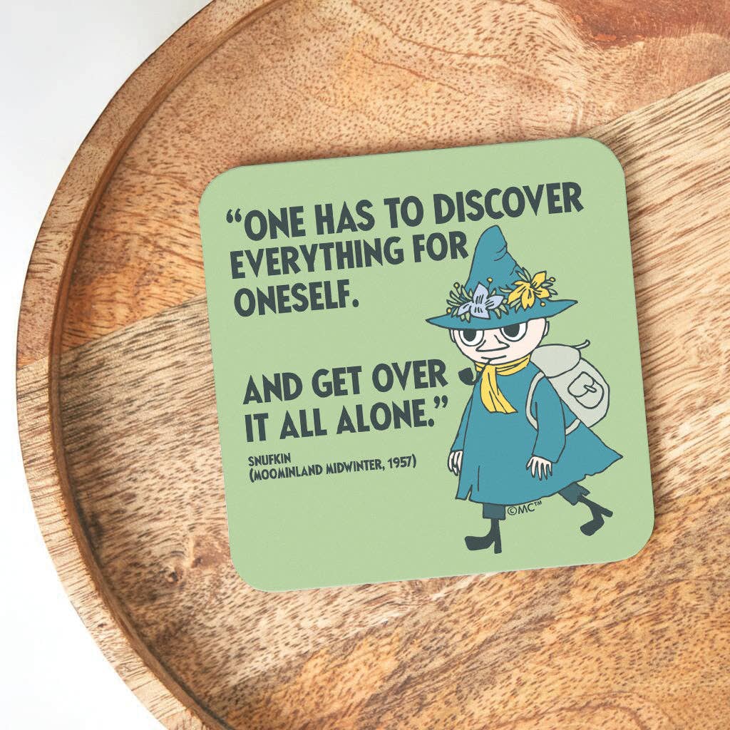Moomin US Official - Wholesale Coasters - Moomin Discover Moominland Midwinter Snufkin Quote Wooden Single Coaster