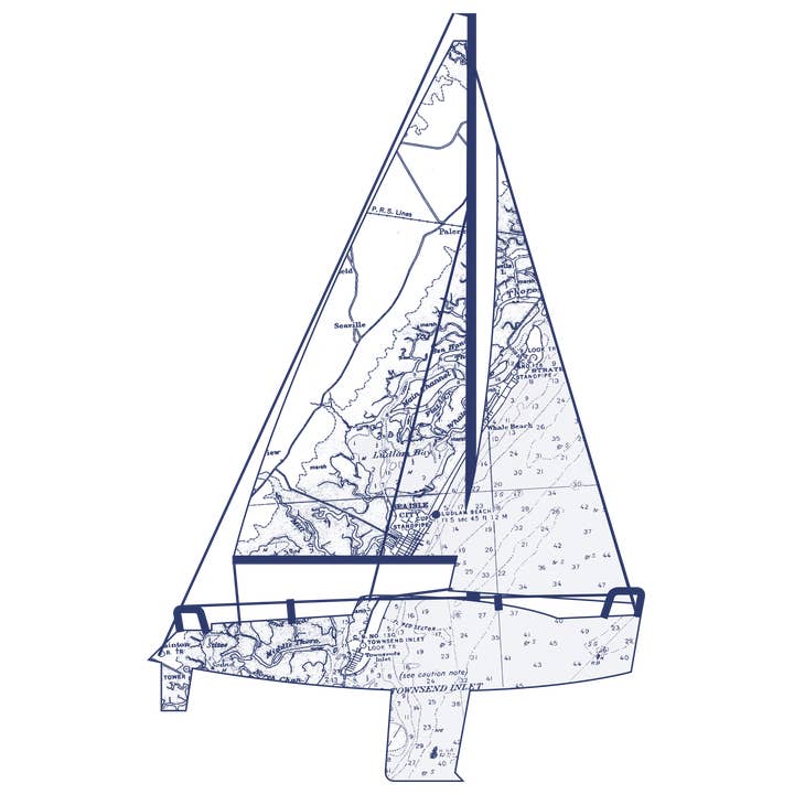 Nautical/ New Jersey I Yacht I Pillow White for wholesale by Ox Bow Decor