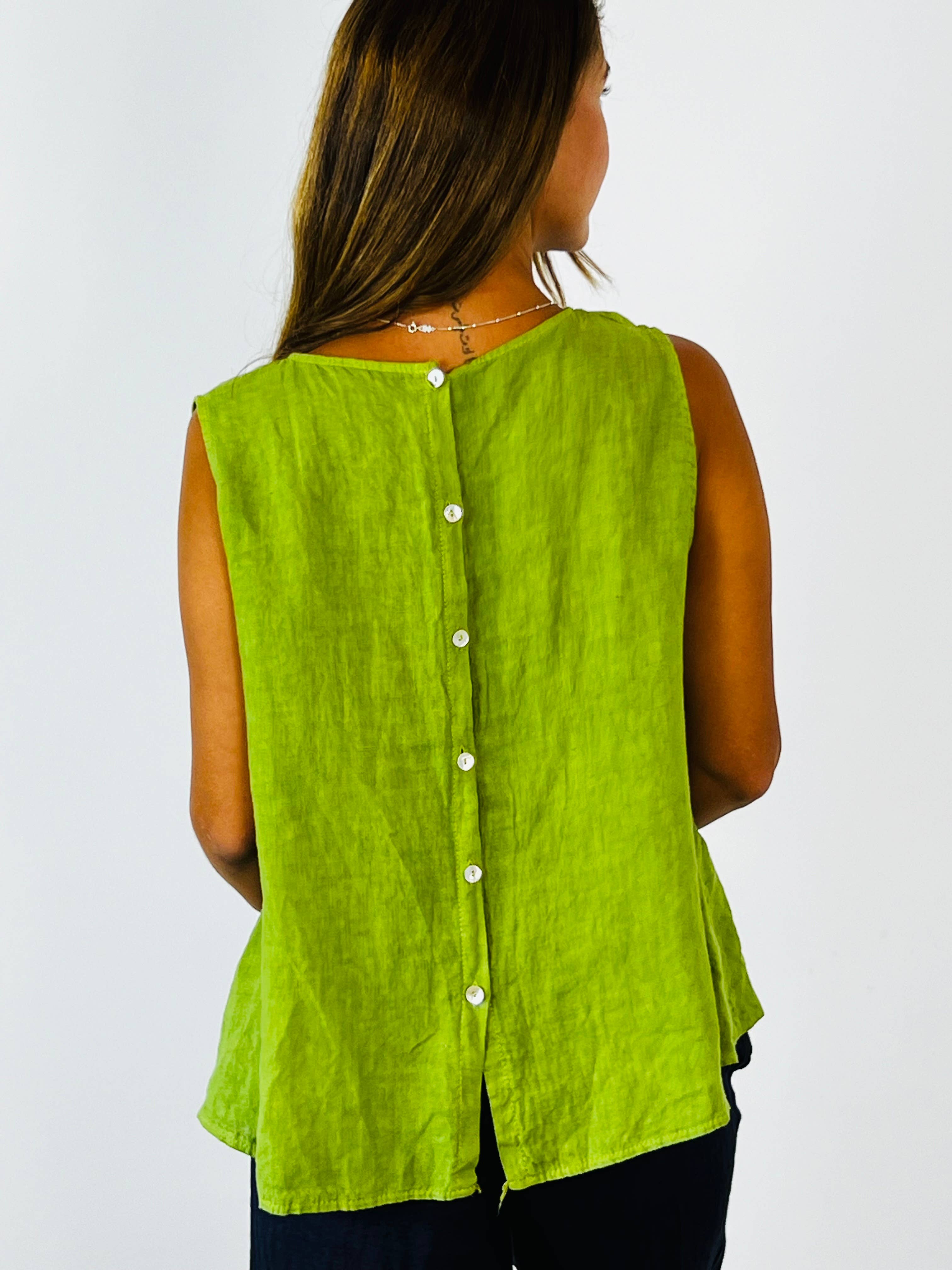 Linen & More - Wholesale T-Shirt - Women's - REF 5299 SLEEVELESS SHIRT BUTTONS 100% LINEN5