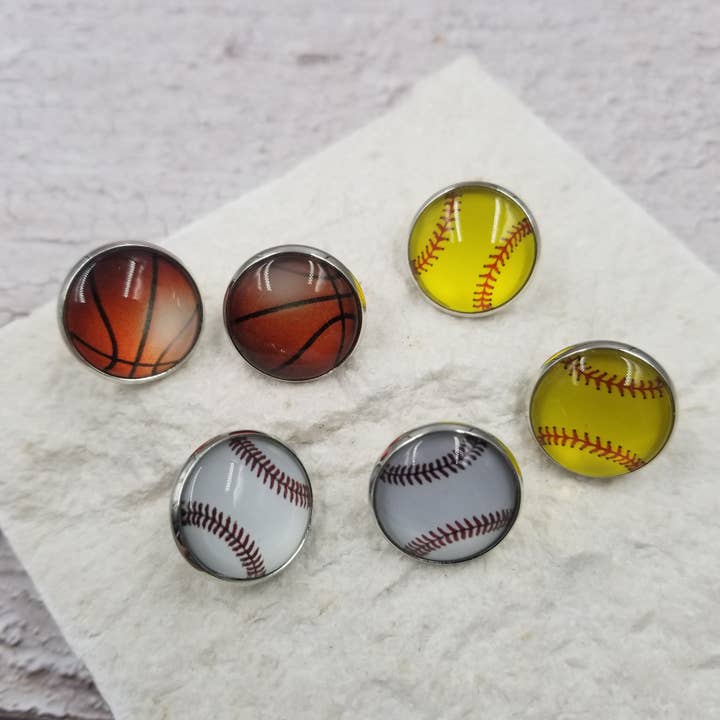 Basketball, Baseball, Stud Earrings for wholesale by Treasure Wholesale