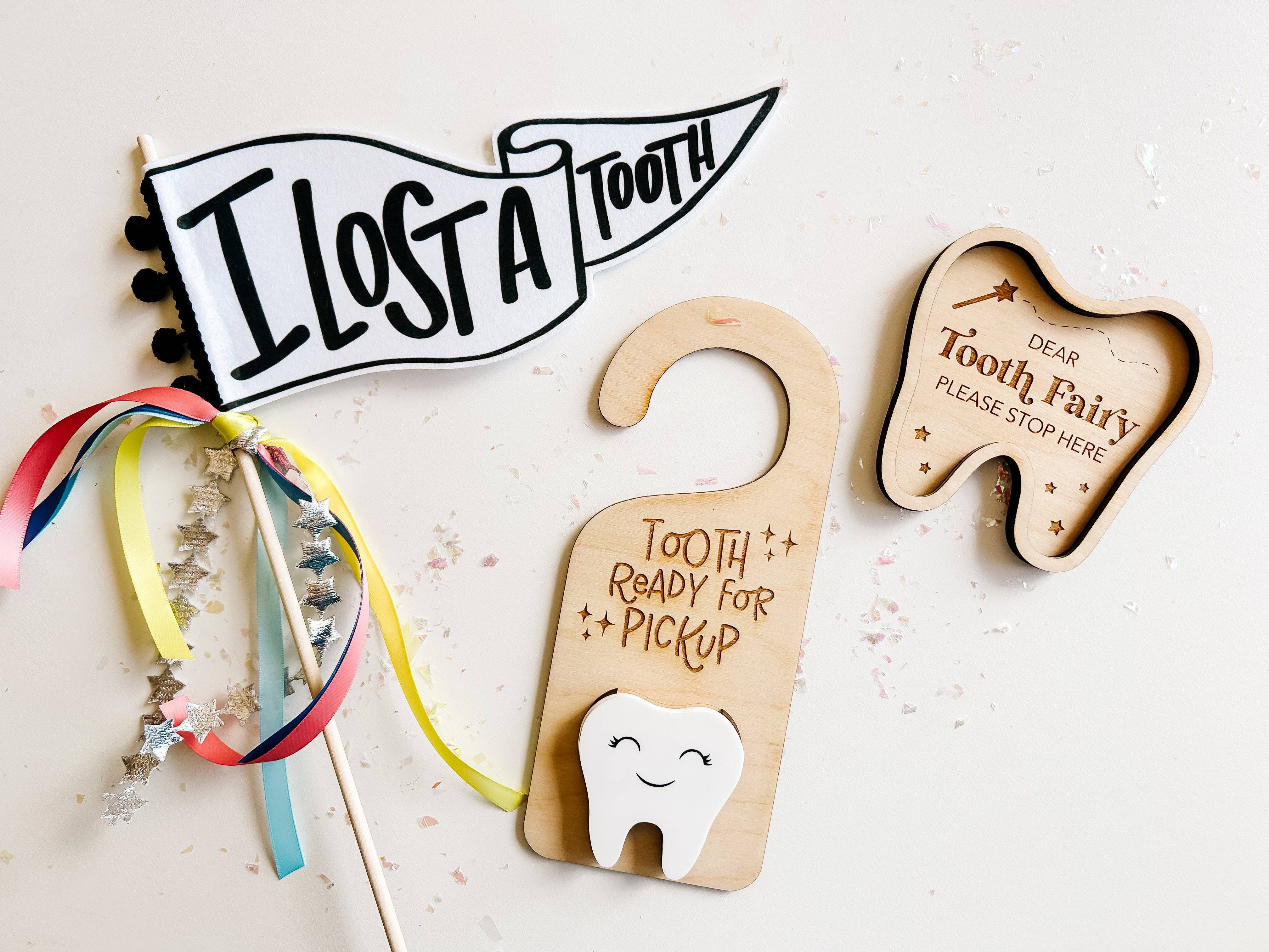 Tooth Ready For Pickup Doorhanger for wholesale by Goldie Letter Company