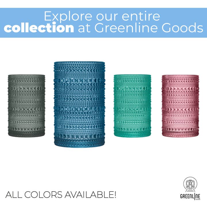 Greenline Goods - Wholesale Drinking Glass/Cup - Hobnail Drinking Glasses - Blue 14 oz ( Set of 4 )6