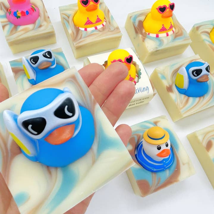 SARATOGA NATURAL BODY CARE LLC - Wholesale Bar Soap - Summer Surf's Up Duckling Handmade Soap Bar for Kids VEGAN5