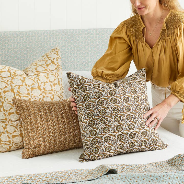 Walter G - Wholesale Throw Pillow Cover - Marbella Saffron Pillowcase4