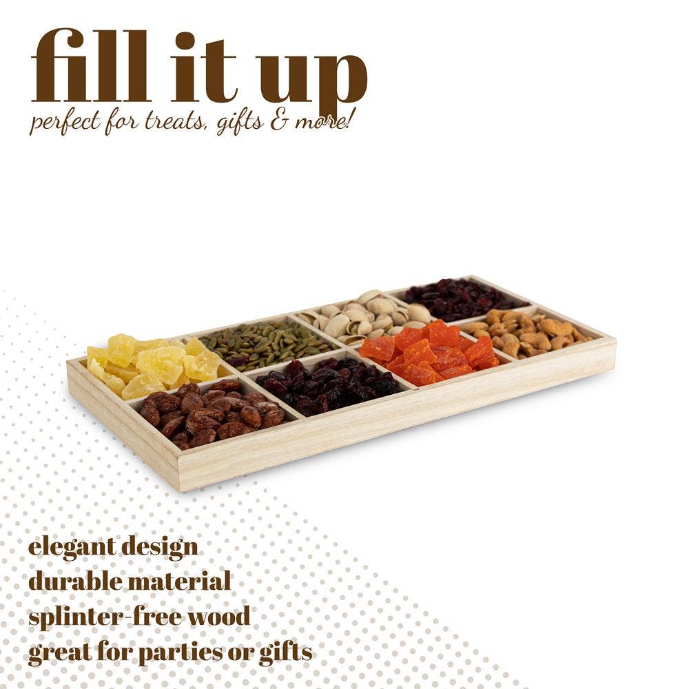 Hammont - Wholesale Serving Tray - Rectangular Sectional Wooden Trays 2 Pack 7"X14"X1.25"3