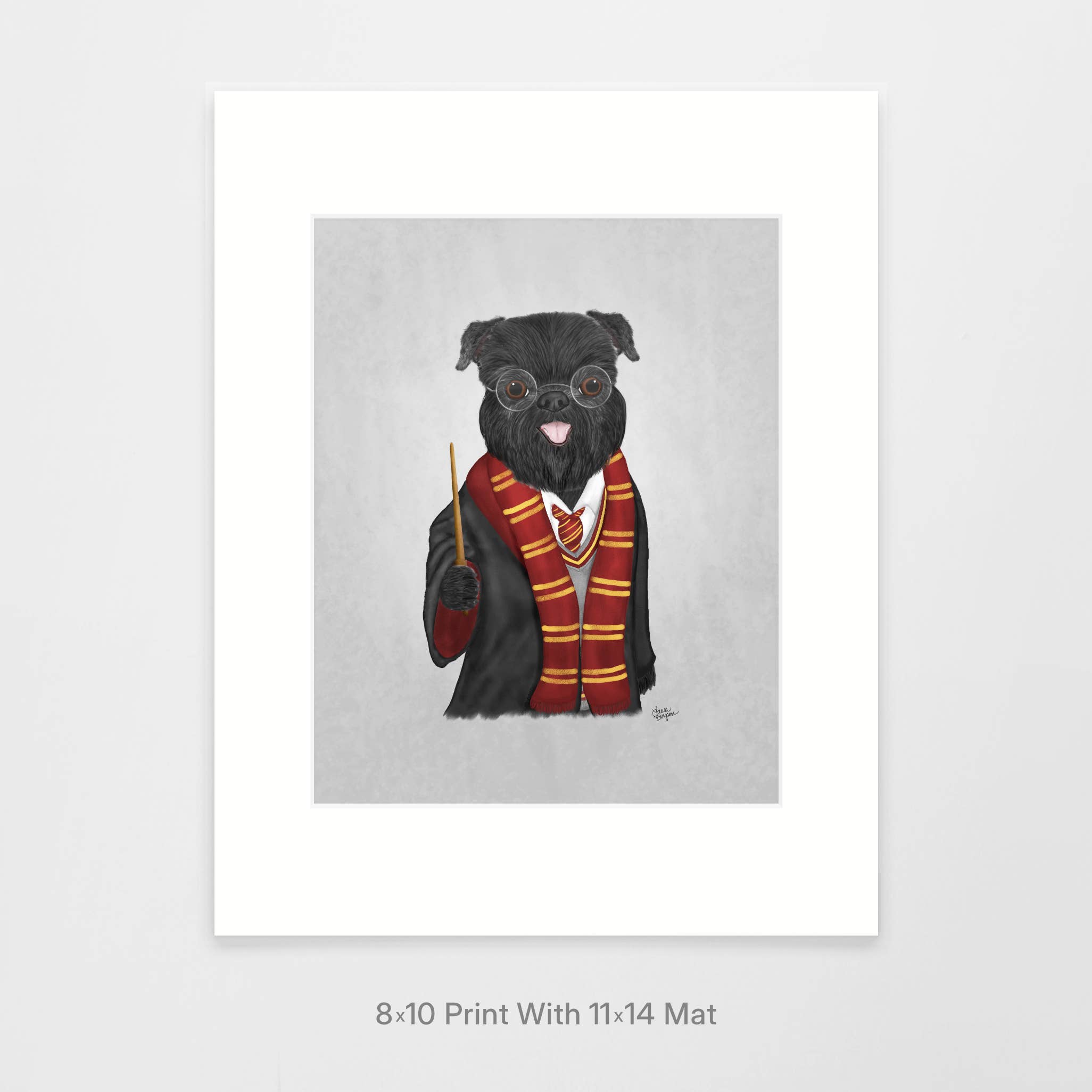 Laura Bergsma Studio - Wholesale Art Print - Brussels Griffon Dog Art Print, Brussels Gryffindor1