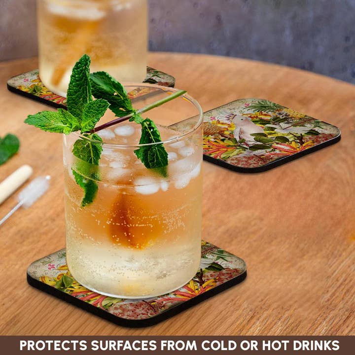 3dRose - Wholesale Coasters - 3dRose, Cockatoo And Tropical Platzs Illustration , Coaster9