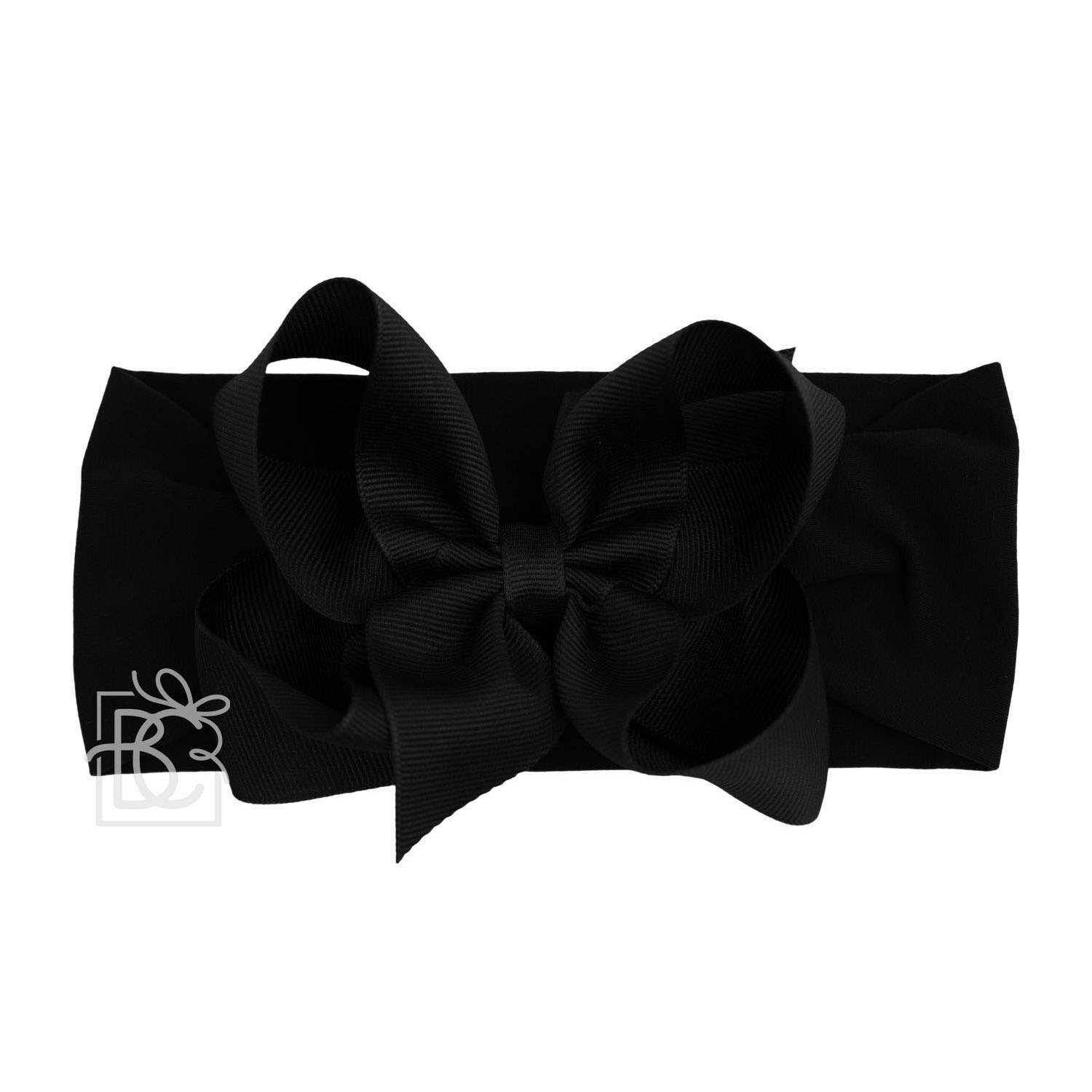 Beyond Creations, LLC - Wholesale Fashion Headband - Kids - WIDE PANTYHOSE HEADBAND W/CLASSIC GROSGRAIN BOW3