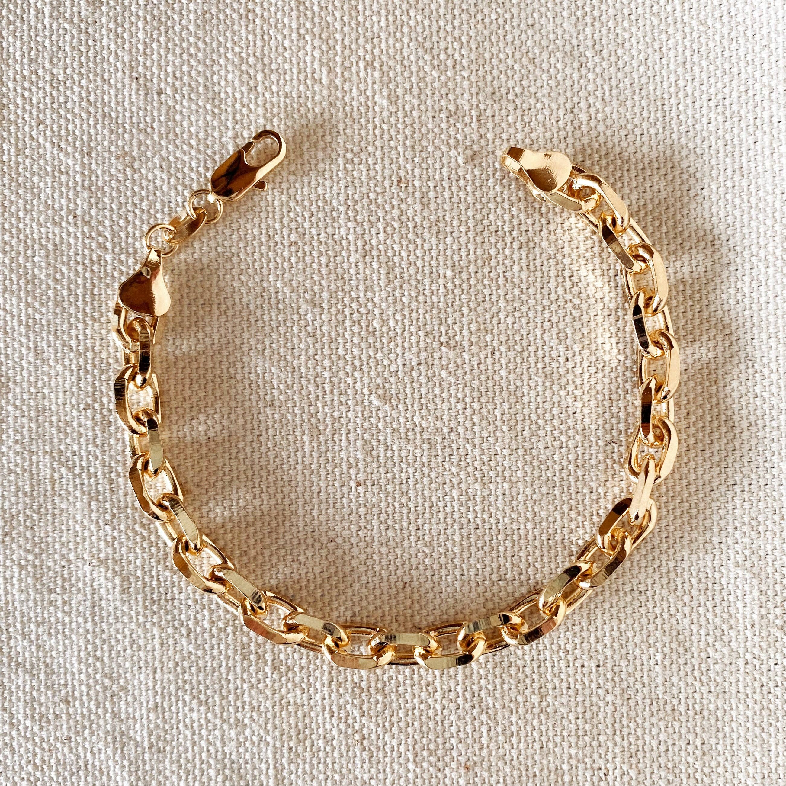 GoldFi - Wholesale Link & Chain Bracelet - 18k Gold Filled 7mm Link Bracelet
