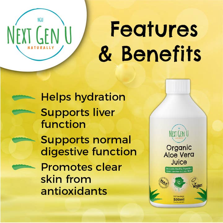 Next Gen U – wholesale Wellness juice/tonic – Organic Vegan Aloe Vera Juice 500ml2