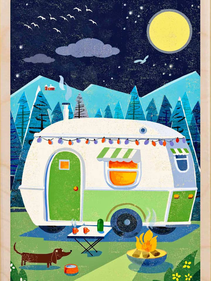 Groene Caravan - Milieuvriendelijke kaarten & magneten voor wholesale door THE WOODEN POSTCARD COMPANY