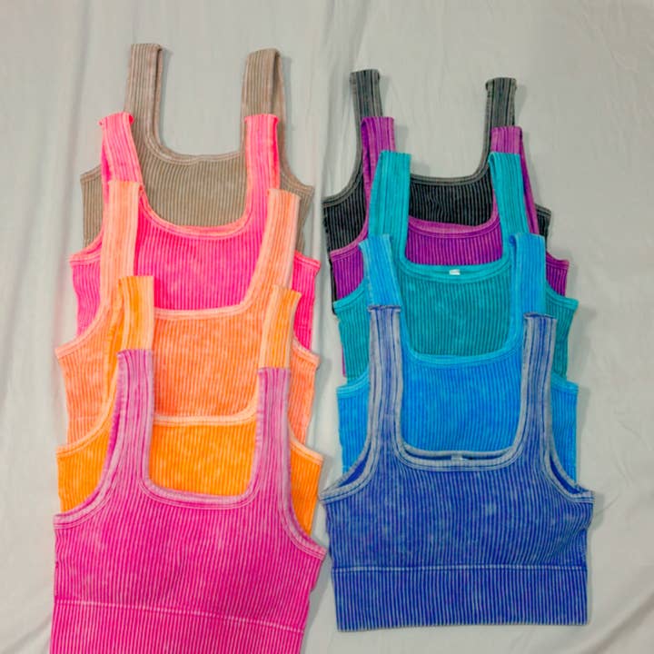 Sun Ray Company - Wholesale Tank Top - Women's - square neck bra top/ cropped tank top with bra pads