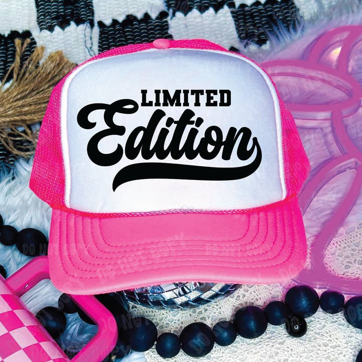Limited Edition DTF Printed Neon Pink And White Trucker Hat for wholesale by Southern Attitude Designs Inc
