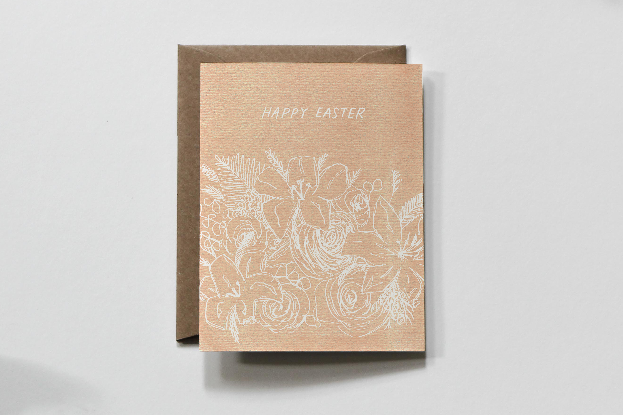 everglow handmade - Wholesale Easter Card - Happy Easter | Spring Holiday Floral Outline Greeting Card1