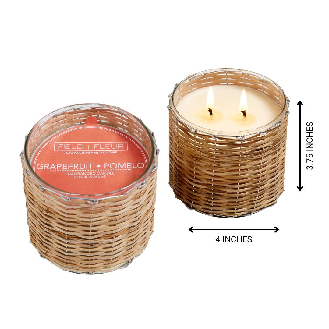 Hillhouse Naturals/Field+Fleur - Wholesale Jar/Filled Candle - Grapefruit Pomelo 2 Wick Woven Candle 12oz. Ctn.61