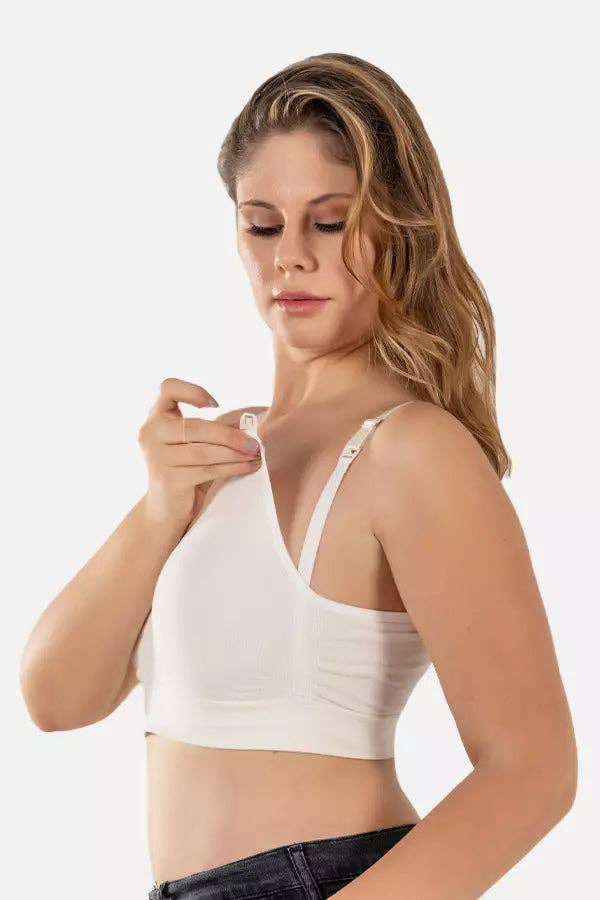 Andywawa – wholesale Nursing bra – Maternity – Natural Bamboo Breastfeeding Bra White2