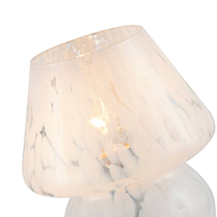 Happy Homewares – wholesale Accent/desk lamp – Modern Designer Mushroom Glass Table Lamp in White Snowflake Pattern2