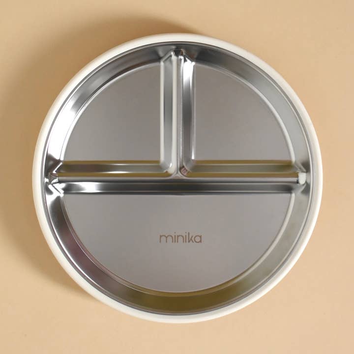 Assiette à succion en acier inoxydable et silicone - Coquille pour la vente par Minika