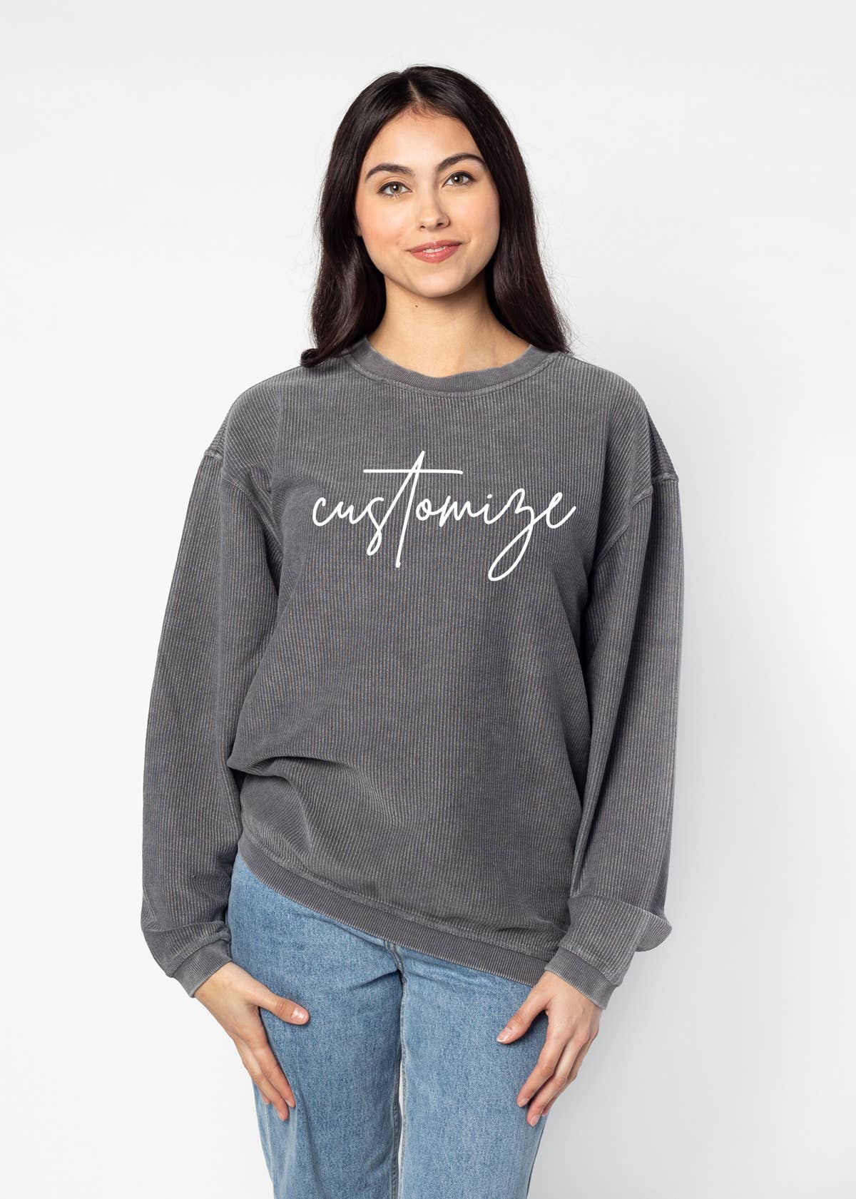 chicka-d - Venta al por mayor Sudadera estampada - Mujer - The Original Custom Graphic Corded Crew, escritura grande8