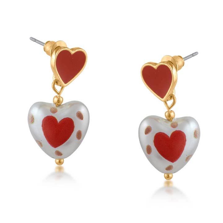Vladislava Heart Pearl Earrings for wholesale by Big Metal London