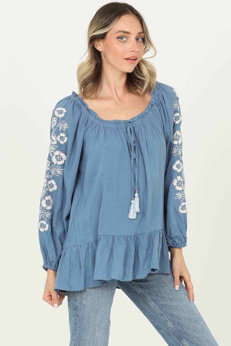 Nostalgia - Vendita all'ingrosso Camicetta - Donna - BLUSA CON MANICHE RICAMATE E2W19-ASIS4