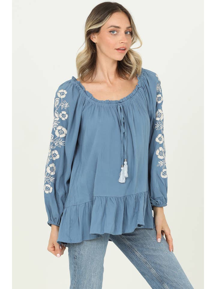 Nostalgia – Engroshandel Bluse - Dame – E2W19-ASIS BRODEREDE ÆRMER BLUSE4