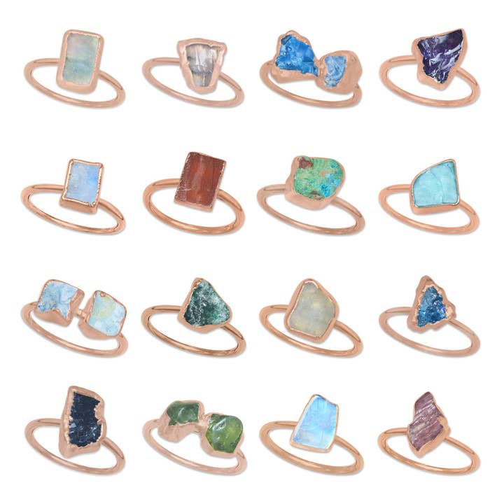 Handmade Jewels - Wholesale Cocktail/Statement Ring - Raw Crystal Ring – Silver, Gold, Rose Gold & Black Rhodium Finish | Natural Stones (Made to Order)2