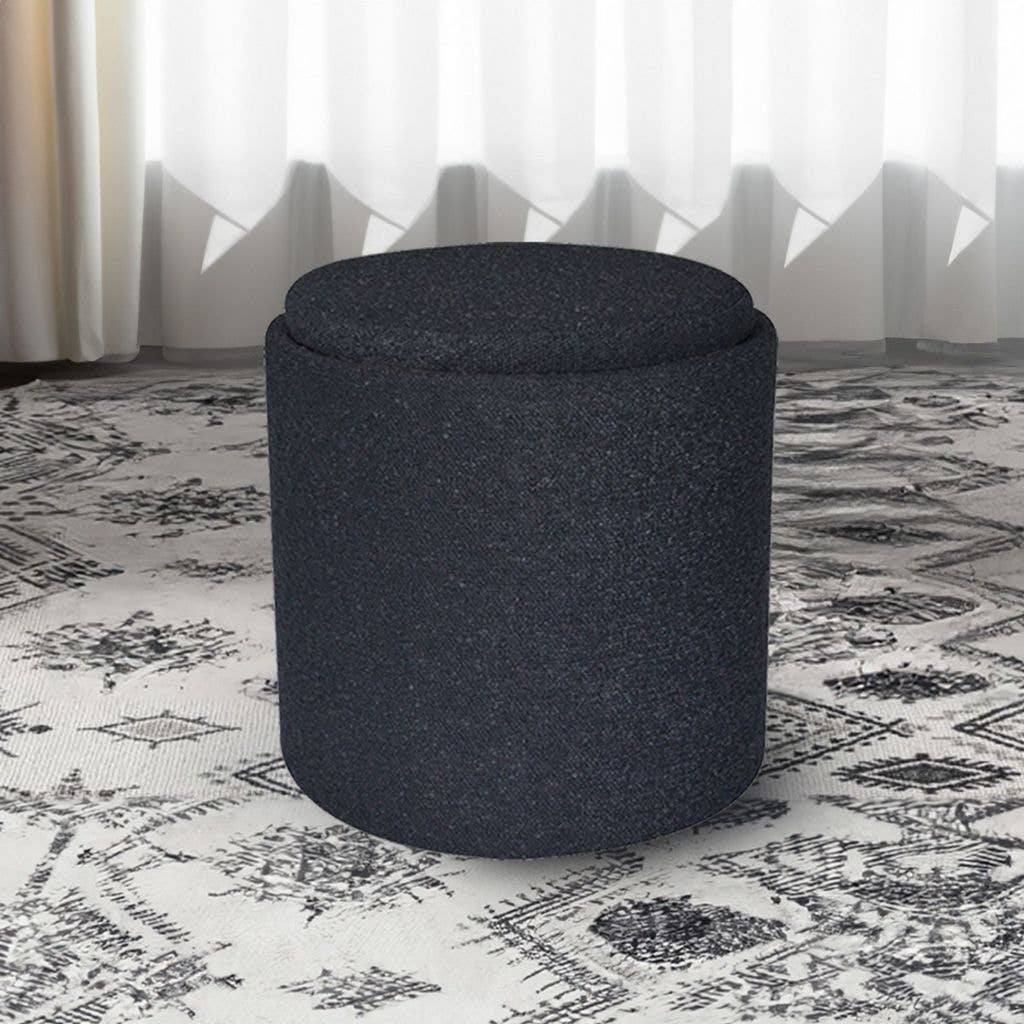 Aria Home – Großhandel Polsterhocker – Aria Home Boucle Tablett-Top getuftete Ottomane Kollektion, Schwarz, 1-teilig, 43 x 38 x 38 cm9