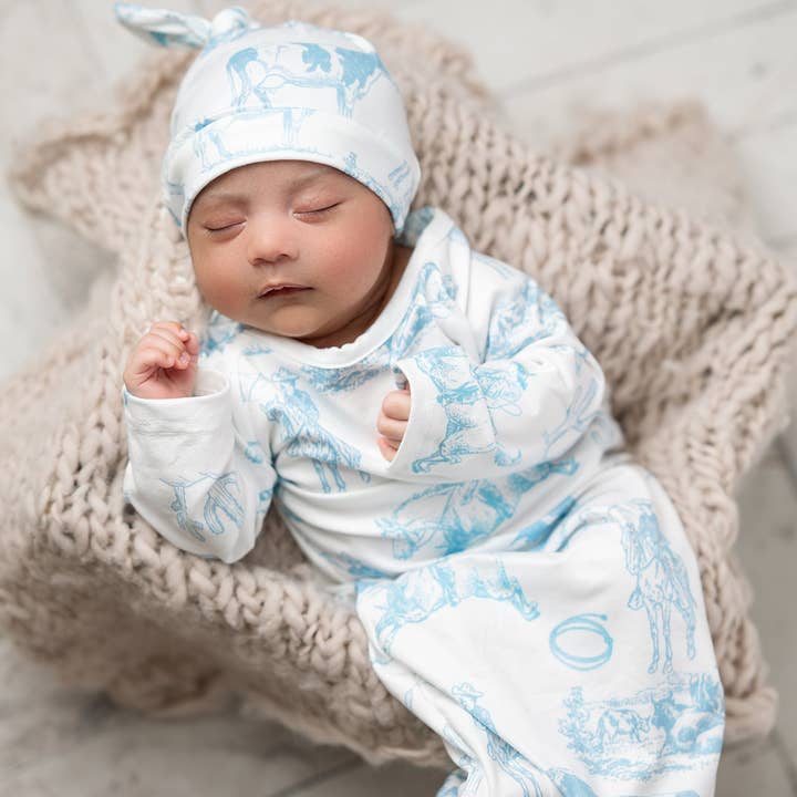 Adorable Sweetness - Wholesale Babygown - Baby - Infant Unisex Cowboy Baby Gown and Hat Set4