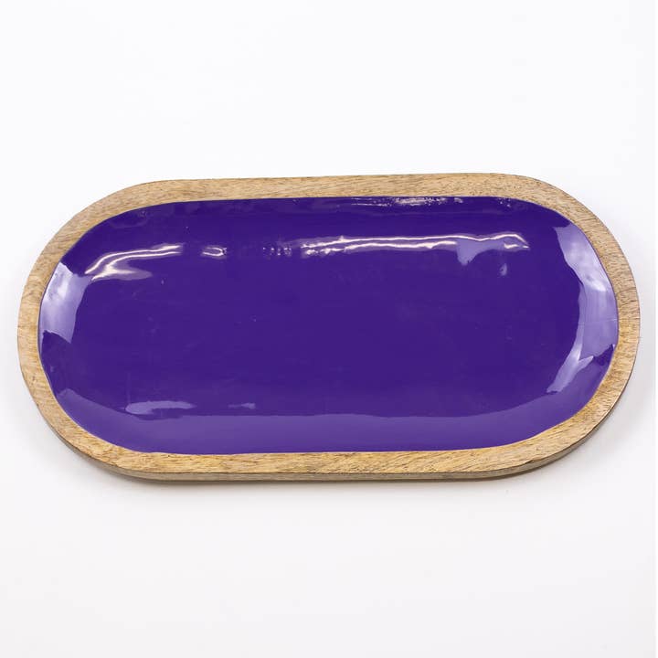 Hogan Serving Tray Natural/Purple 15.75x8x1 for wholesale by The Royal Standard