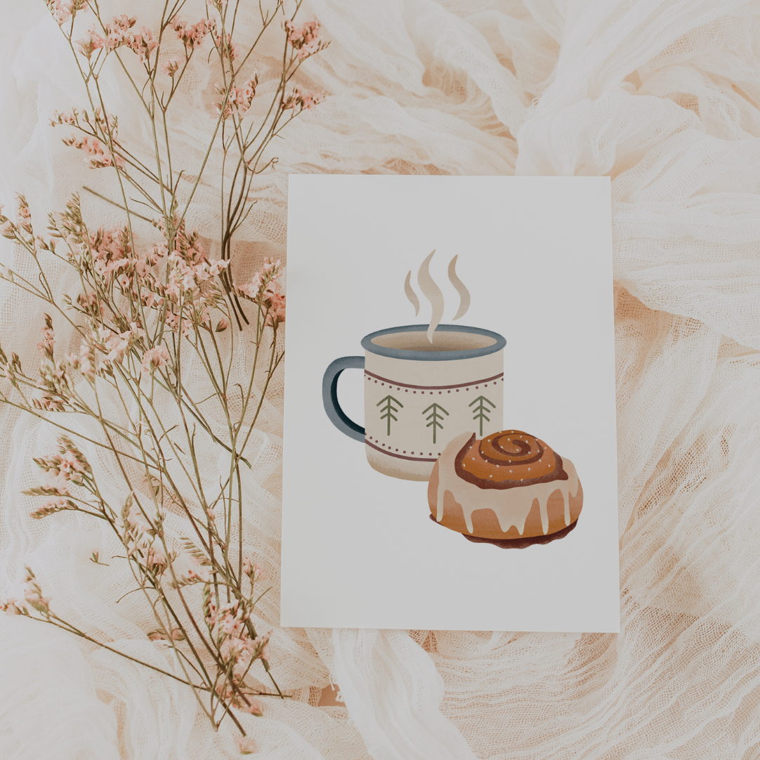 Tilda&Theo - Wholesale Postcard - Postcard Camping Mug & Cinnamon Roll Norway Greeting Card2