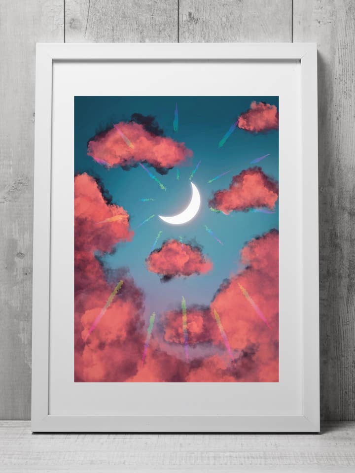 Crescent Clouds Art Print for wholesale by Emily Rose Creates