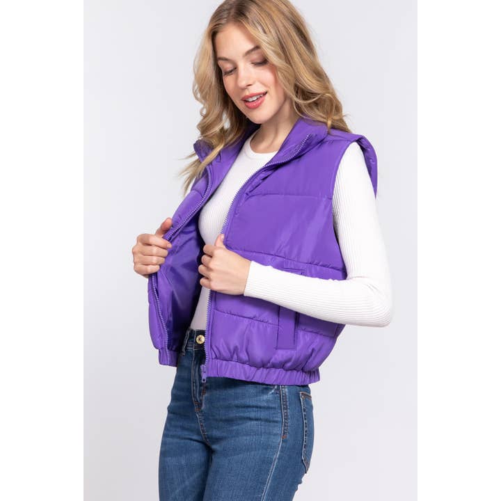 PURPLE PUFFER PADDING VEST for wholesale on Faire