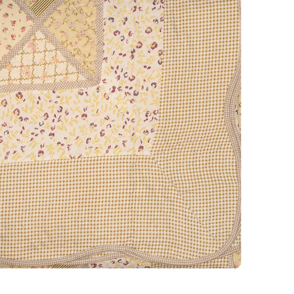 Clayre & Eef - Wholesale Bedding Blanket - Q198.061 Bedspread 230x250 cm Green Beige Polyester Quilt0