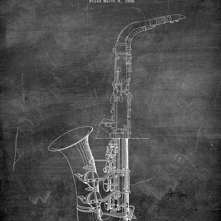 Fresh Prints of CT - Wholesale Art Print - Saxophone Artwork Patent Art Print - Music2