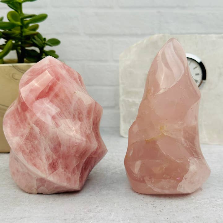 Rock Paradise - Wholesale Spiritual Stone/Crystal - Rose Quartz Crystal Flame Tower - By Weight