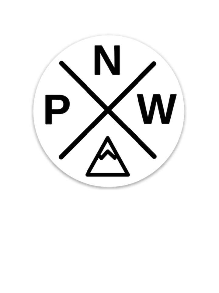 PNW Sticker White for wholesale by Northwest Vibes Supply Co.