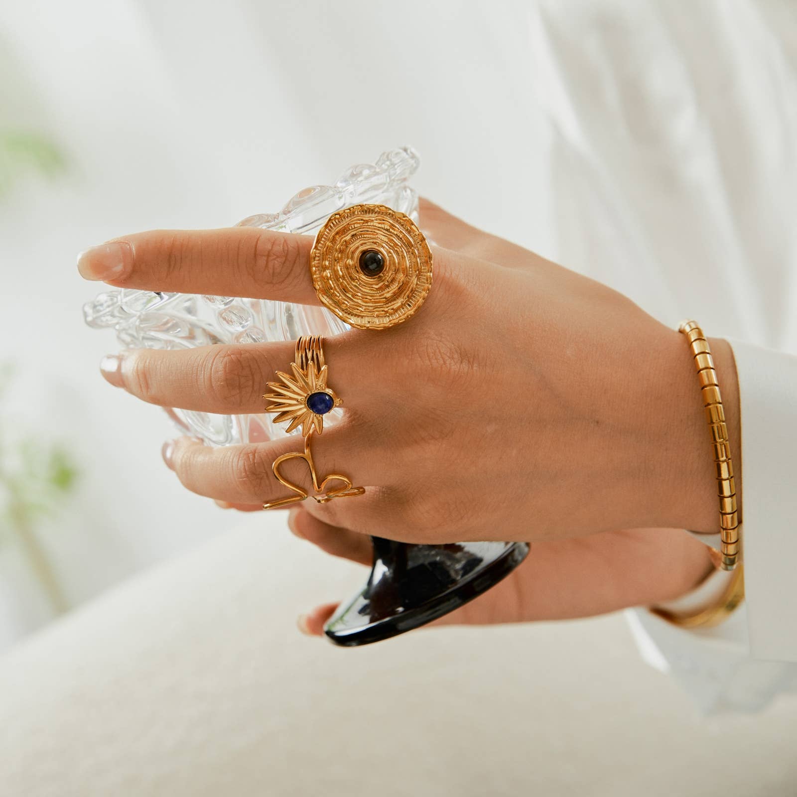 Lovelika - Wholesale Chain Ring - Round ring with stone - Alexandra5